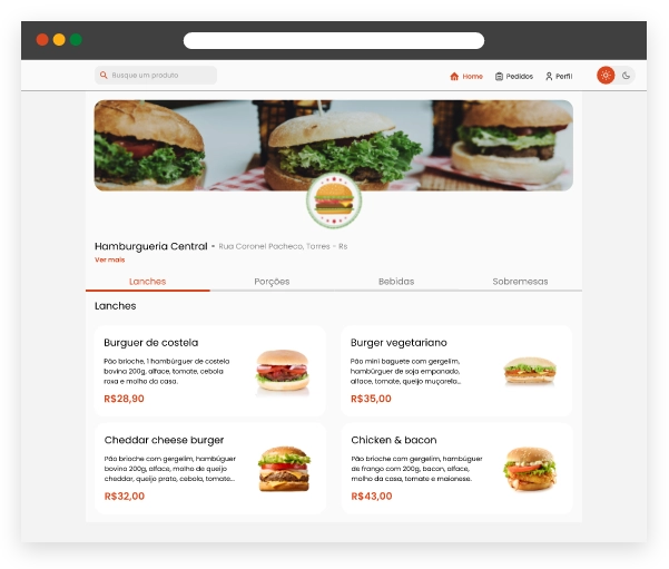 Catálogo online próprio para pedidos de delivery